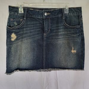 APT. 9 - Distressed Blue Jean Mini Skirt w/ Pockets - Size 12